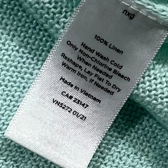 Talbots Sweater 100% Linen Boat Neck 3/4 Sleeve Mint Green Womens Size LP - Picture 5 of 9
